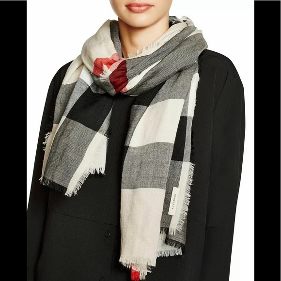 Burberry Accessories - Burberry Sheer Mega Check Scarf Ivory Check scarf